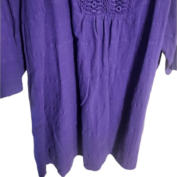 #70 Catherines Purple Crochet Lined Neckline Womens Blouse, Plus Size 2X 22/24 - Picture 4 of 8